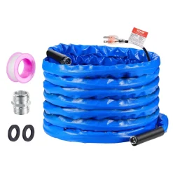 VEVOR 50ft Heated Water Hose for RV, Heated Drinking Water Hose with Corrugated Cover Antifreeze to -45°F, Automatic Self-regulating, 5/8