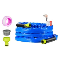 VEVOR 15ft Heated Water Hose for RV, Heated Drinking Water Hose with Corrugated Cover Antifreeze to -45°F, Automatic Self-regulating, 5/8