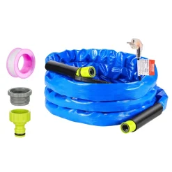 VEVOR 15ft Heated Water Hose for RV, Heated Drinking Water Hose with Corrugated Cover Antifreeze to -45°F, Automatic Self-regulating, 5/8