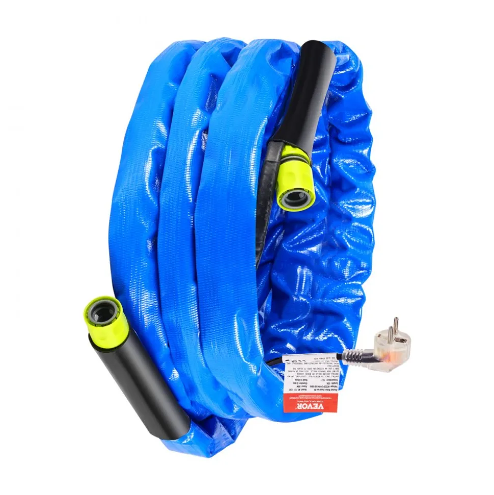 VEVOR 15ft Heated Water Hose for RV, Heated Drinking Water Hose with Corrugated Cover Antifreeze to -45°F, Automatic Self-regulating, 5/8" I.D. with 3/4" GHT Adapter, Lead and BPA Free