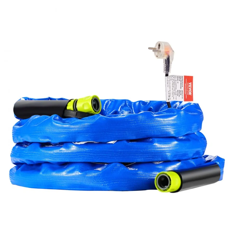 VEVOR 15ft Heated Water Hose for RV, Heated Drinking Water Hose with Corrugated Cover Antifreeze to -45°F, Automatic Self-regulating, 5/8" I.D. with 3/4" GHT Adapter, Lead and BPA Free