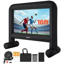 VEVOR 16FT Inflatable Movie Screen, Inflatable Projector Screen with Portable Storage Bag, 16:9 Easy Set Up Movie Projection for Outdoor Backyard, Home Theater, Theme Party