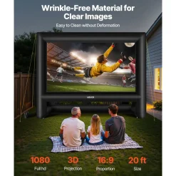VEVOR 20FT Inflatable Movie Screen, Inflatable Projector Screen with Portable Storage Bag, 16:9 Easy Set Up Movie Projection for Outdoor Backyard, Home Theater, Theme Party