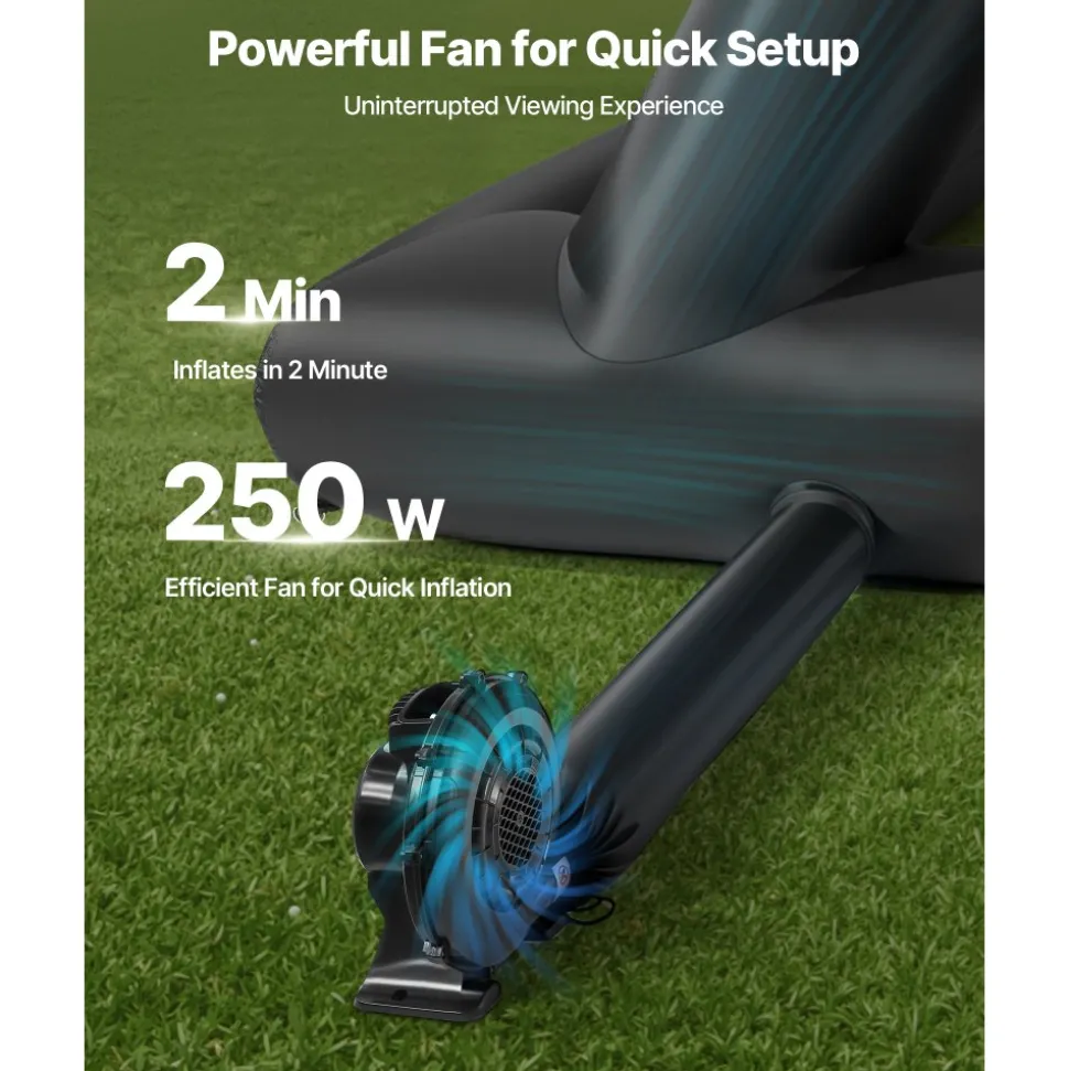 VEVOR 20FT Inflatable Movie Screen, Inflatable Projector Screen with Portable Storage Bag, 16:9 Easy Set Up Movie Projection for Outdoor Backyard, Home Theater, Theme Party