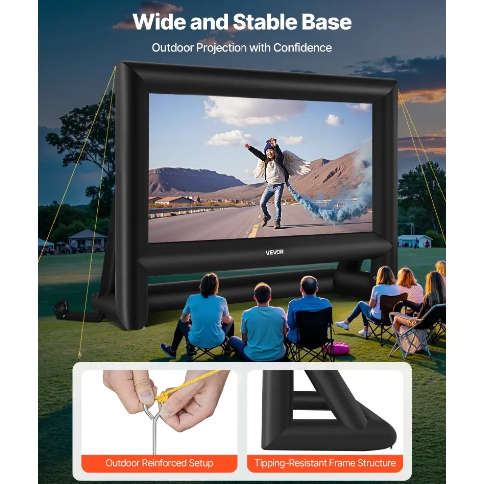 VEVOR 20FT Inflatable Movie Screen, Inflatable Projector Screen with Portable Storage Bag, 16:9 Easy Set Up Movie Projection for Outdoor Backyard, Home Theater, Theme Party