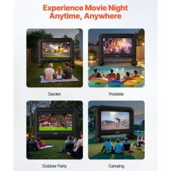 VEVOR 15FT Inflatable Movie Screen, Inflatable Projector Screen with Portable Storage Bag, 16:9 Easy Set Up Movie Projection for Outdoor Backyard, Home Theater, Theme Party