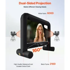 VEVOR 15FT Inflatable Movie Screen, Inflatable Projector Screen with Portable Storage Bag, 16:9 Easy Set Up Movie Projection for Outdoor Backyard, Home Theater, Theme Party