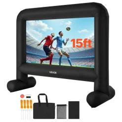 VEVOR 15FT Inflatable Movie Screen, Inflatable Projector Screen with Portable Storage Bag, 16:9 Easy Set Up Movie Projection for Outdoor Backyard, Home Theater, Theme Party