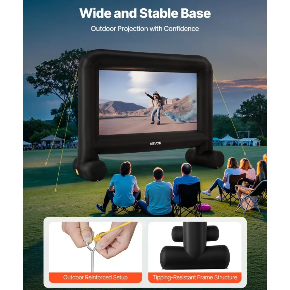 VEVOR 15FT Inflatable Movie Screen, Inflatable Projector Screen with Portable Storage Bag, 16:9 Easy Set Up Movie Projection for Outdoor Backyard, Home Theater, Theme Party