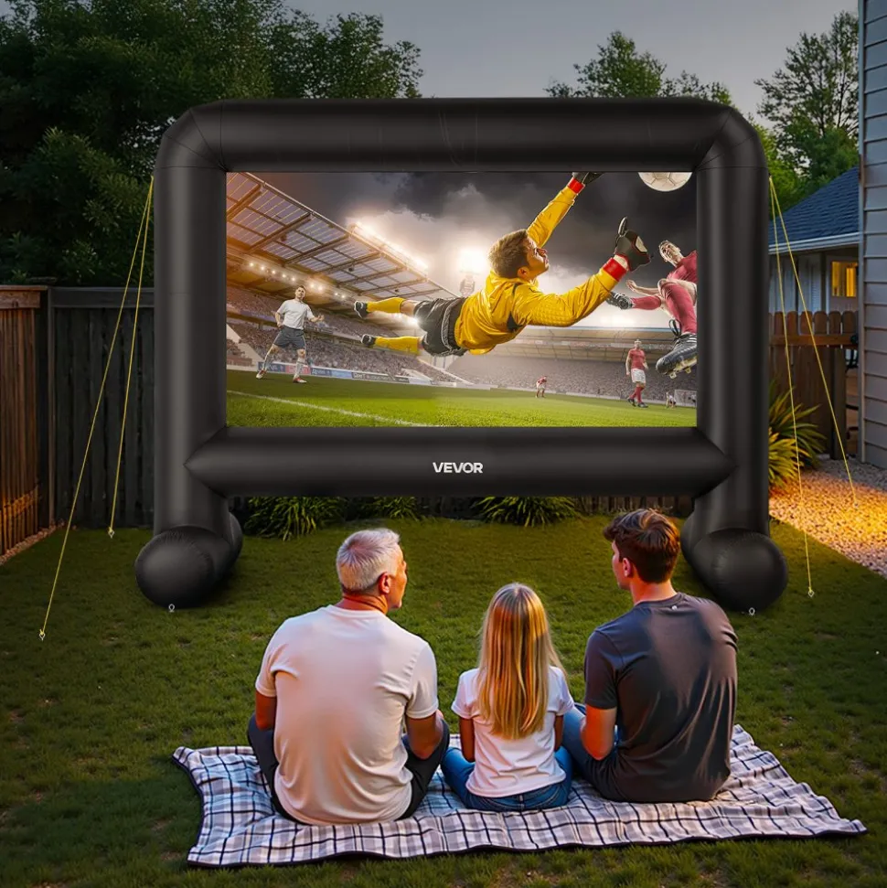 VEVOR 15FT Inflatable Movie Screen, Inflatable Projector Screen with Portable Storage Bag, 16:9 Easy Set Up Movie Projection for Outdoor Backyard, Home Theater, Theme Party