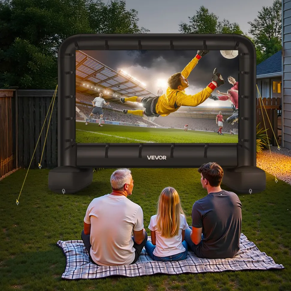 VEVOR 14 ft Inflatable Movie Screen, 600D Washable Inflatable Projector Screen with Portable Storage Bag, 16:9 Easy Set Up Movie Projection for Outdoor Backyard, Home Theater, Theme Party, Pool Fun