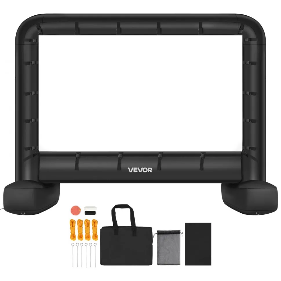 VEVOR 14 ft Inflatable Movie Screen, 600D Washable Inflatable Projector Screen with Portable Storage Bag, 16:9 Easy Set Up Movie Projection for Outdoor Backyard, Home Theater, Theme Party, Pool Fun