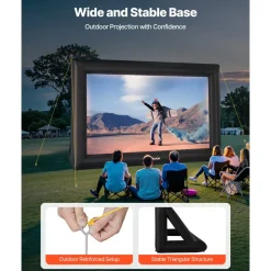 VEVOR 20FT Inflatable Projector Screen, Inflatable Movie Screen Outdoor with 250W Air Blower Projector Screen Oxford Fabric Material Blow Up Screen for Outdoor Backyard, Home Theater, Theme Party