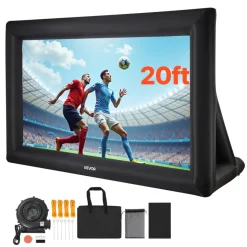 VEVOR 20FT Inflatable Projector Screen, Inflatable Movie Screen Outdoor with 250W Air Blower Projector Screen Oxford Fabric Material Blow Up Screen for Outdoor Backyard, Home Theater, Theme Party