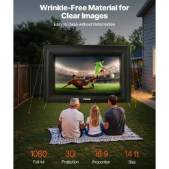 VEVOR 14FT Inflatable Projector Screen, Inflatable Movie Screen Outdoor with 120W Air Blower Projector Screen Oxford Fabric Material Blow Up Screen for Outdoor Backyard, Home Theater, Theme Party