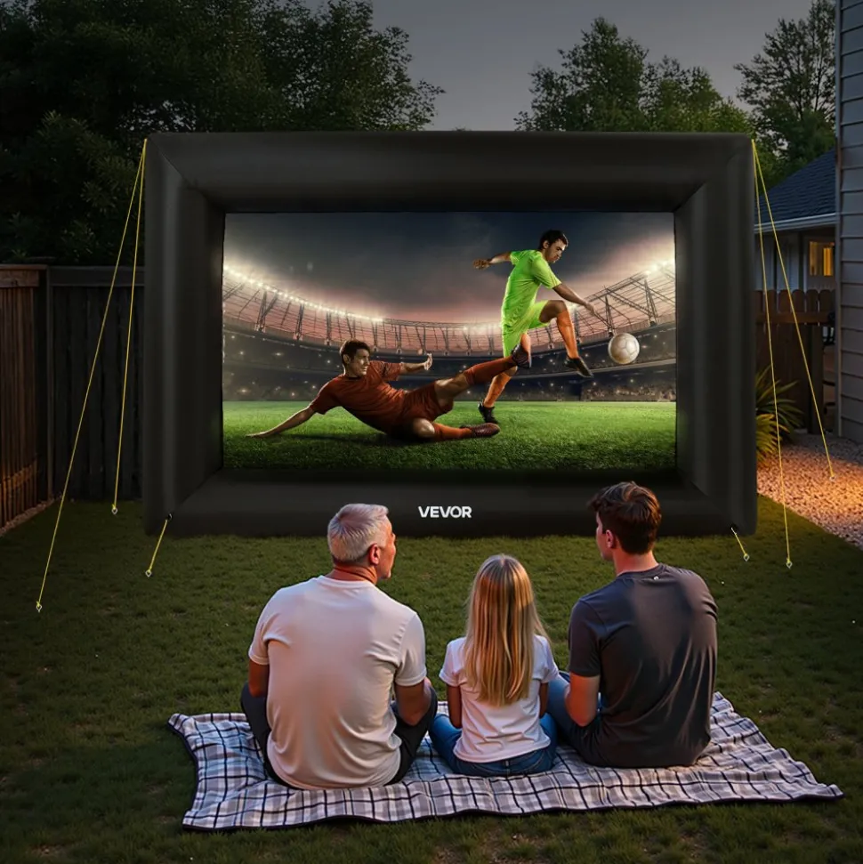 VEVOR 14FT Inflatable Projector Screen, Inflatable Movie Screen Outdoor with 120W Air Blower Projector Screen Oxford Fabric Material Blow Up Screen for Outdoor Backyard, Home Theater, Theme Party