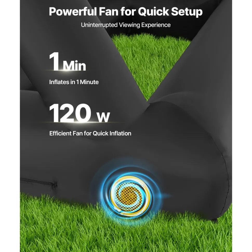 VEVOR 14FT Inflatable Projector Screen, Inflatable Movie Screen Outdoor with 120W Air Blower Projector Screen Oxford Fabric Material Blow Up Screen for Outdoor Backyard, Home Theater, Theme Party