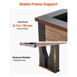 VEVOR 9 ft LED Shuffleboard Table, 2 in 1 Shuffleboard and Bowling Combo Set, Shuffle Board with Light‑Up Rails, Scratch-Resistant Playfield, 8 Pucks, Bowling Set, Wax, Brush, for Family Game Room