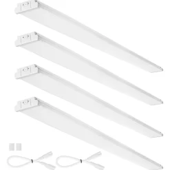 VEVOR 8FT LED Wraparound Light, 110W 10,000LM, Flush Mount LED Shop Light, 4 Pack 6500K Daylight LED Kitchen Ceiling Lighting Fixtures, for Garage Office Laundry Fluorescent Tube Replacement, FCC