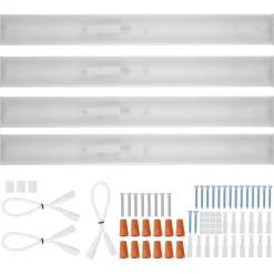 VEVOR 4FT LED Wraparound Light, 50W, 5500LM Flush Mount LED Shop Light, 4 Pack 6500K Daylight LED Kitchen Ceiling Lighting Fixtures, for Garage Office Laundry Fluorescent Tube Replacement, FCC