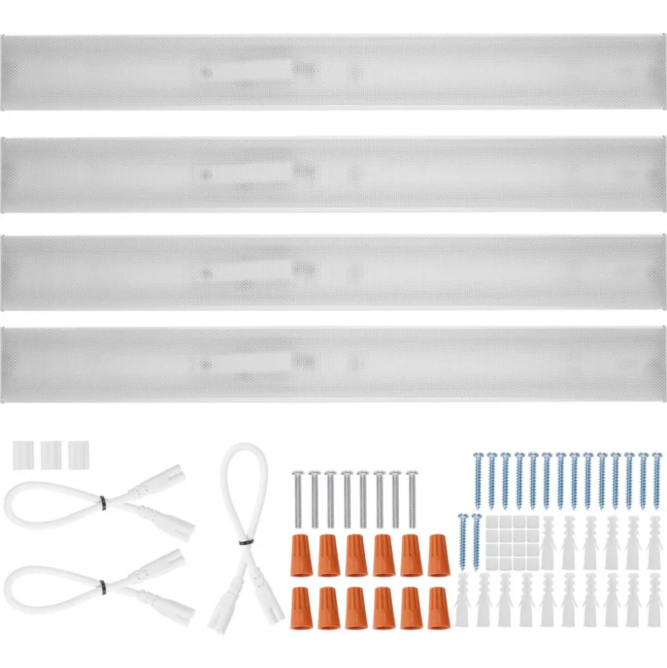 VEVOR 4FT LED Wraparound Light, 50W, 5500LM Flush Mount LED Shop Light, 4 Pack 6500K Daylight LED Kitchen Ceiling Lighting Fixtures, for Garage Office Laundry Fluorescent Tube Replacement, FCC