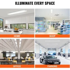VEVOR 4FT LED Wraparound Light, 50W, 5500LM Flush Mount LED Shop Light, 4 Pack 6500K Daylight LED Kitchen Ceiling Lighting Fixtures, for Garage Office Laundry Fluorescent Tube Replacement, FCC