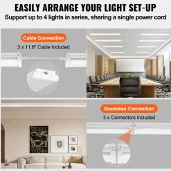 VEVOR 4FT LED Wraparound Light, 50W, 5500LM Flush Mount LED Shop Light, 4 Pack 6500K Daylight LED Kitchen Ceiling Lighting Fixtures, for Garage Office Laundry Fluorescent Tube Replacement, FCC