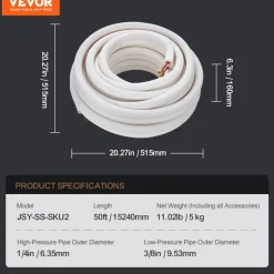 VEVOR 50FT Mini Split Line Set, 1/4