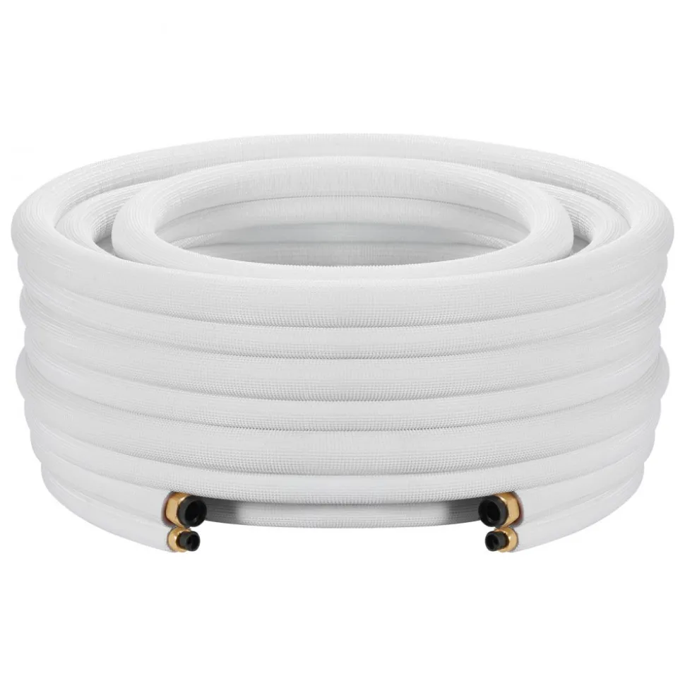 VEVOR 25FT Mini Split Line Set, 1/4" & 3/8" O.D Copper Pipes Tubing and Triple-Layer Insulation, for Air Conditioning or Heating Pump Equipment & HVAC with Rich Accessories (27ft Connection Cable)