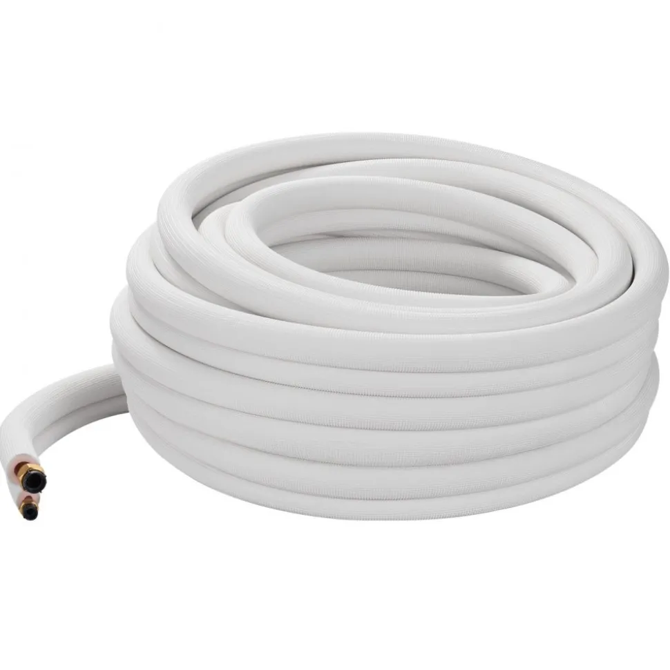 VEVOR 25FT Mini Split Line Set, 1/4" & 3/8" O.D Copper Pipes Tubing and Triple-Layer Insulation, for Air Conditioning or Heating Pump Equipment & HVAC with Rich Accessories (27ft Connection Cable)
