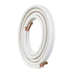 VEVOR 100ft Mini Split Line Set, 1/4” & 1/2” OD AC Copper Tubing Pipe, 3/8 White PE Thickened Insulated Coil with Flared Nuts, Strapping Tapes, for Mini Split Air Conditioner HVAC or Heat Pump System