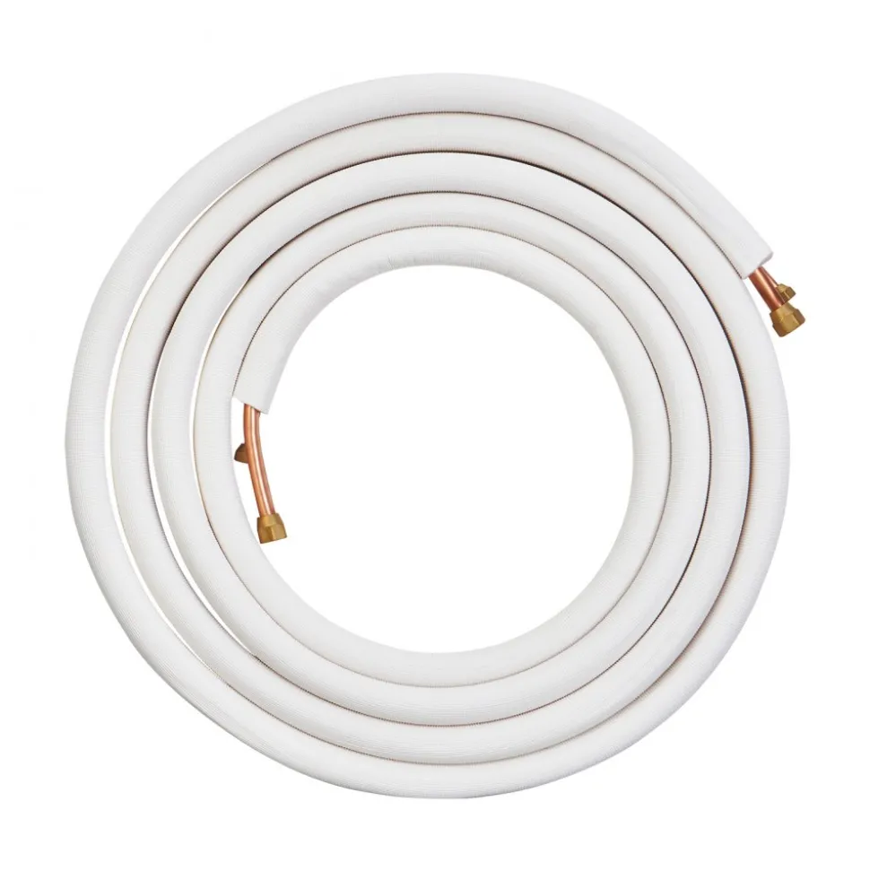 VEVOR 25FT Mini Split Line Set, 3/8" & 5/8" O.D Copper Pipes Tubing and Triple-Layer Insulation, for Mini Split Air Conditioning Refrigerant or Heating Pump Equipment & HVAC with Wrapping Strips.