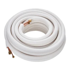 VEVOR 25ft Mini Split Line Set, 3/8” & 5/8” OD AC Copper Tubing Pipe, 3/8 White PE Thickened Insulated Coil with Flared Nuts, Rich Fittings, for Mini Split Air Conditioner HVAC or Heat Pump System