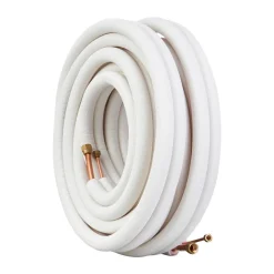 VEVOR 25ft Mini Split Line Set, 3/8” & 5/8” OD AC Copper Tubing Pipe, 3/8 White PE Thickened Insulated Coil with Flared Nuts, Rich Fittings, for Mini Split Air Conditioner HVAC or Heat Pump System