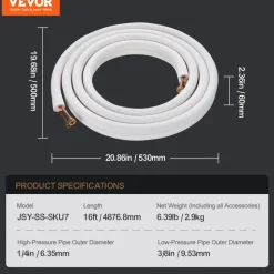 VEVOR 16FT Mini Split Line Set, 1/4