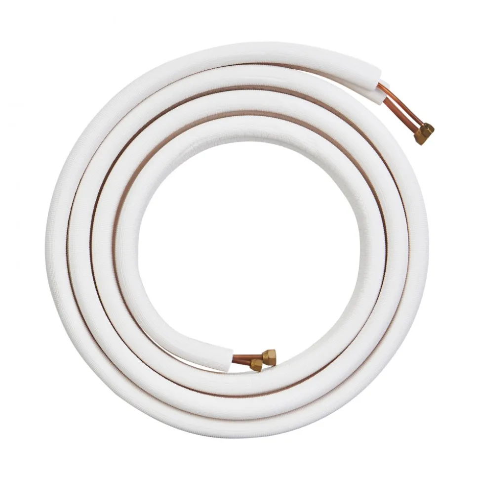 VEVOR 16FT Mini Split Line Set, 1/4" & 3/8" O.D Copper Pipes Tubing and Triple-Layer Insulation, for Air Conditioning or Heating Pump Equipment & HVAC with Rich Accessories (18ft Connection Cable)