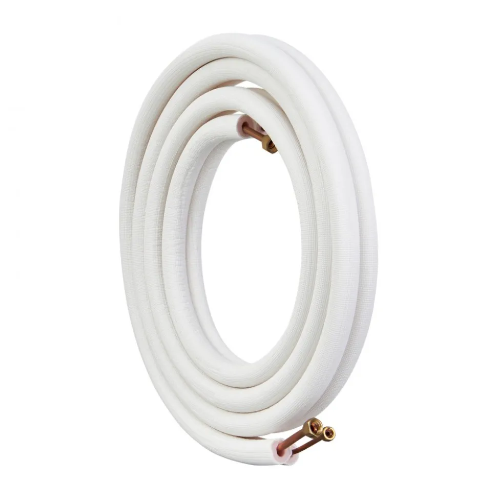 VEVOR 16FT Mini Split Line Set, 1/4" & 3/8" O.D Copper Pipes Tubing and Triple-Layer Insulation, for Air Conditioning or Heating Pump Equipment & HVAC with Rich Accessories (18ft Connection Cable)