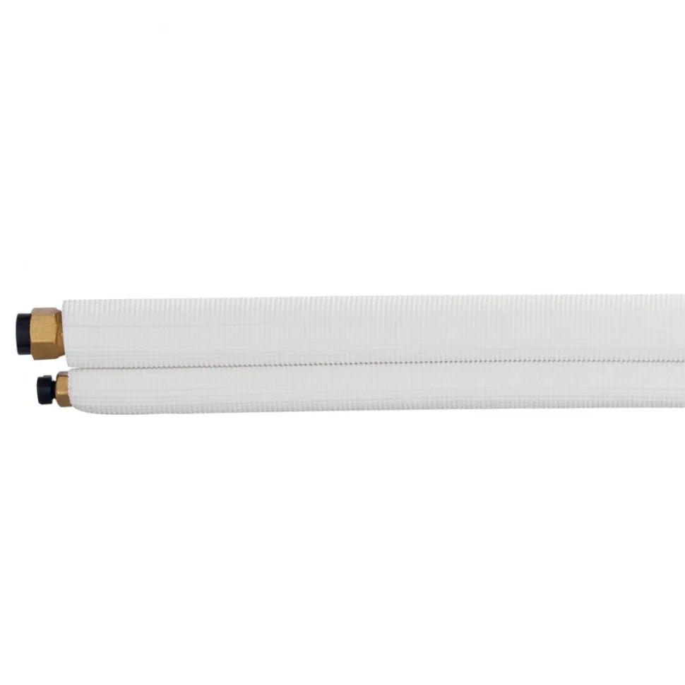 VEVOR 50ft Mini Split Line Set, 1/4” & 1/2” OD AC Copper Tubing Pipe, 3/8 White PE Thickened Insulated Coil with Flared Nuts, Rich Fittings, for Mini Split Air Conditioner HVAC or Heat Pump System