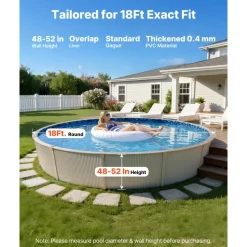 VEVOR 18ft Pool Liner, Round Overlap Swimming Pool Liner for 52 in Wall Height, Premium Vinyl, Easy Install with Leak-Proof Patches, Designed for Steel Sided Above-Ground,Outdoor, Boulder Swirl