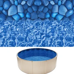 VEVOR 15ft Pool Liner, Round Overlap Swimming Pool Liner for 54 in Wall Height, Premium Vinyl, Easy Install with Leak-Proof Patches, Designed for Steel Sided Above-Ground,Outdoor, Boulder Swirl