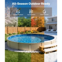 VEVOR 15ft Pool Liner, Round Overlap Swimming Pool Liner for 54 in Wall Height, Premium Vinyl, Easy Install with Leak-Proof Patches, Designed for Steel Sided Above-Ground,Outdoor, Boulder Swirl
