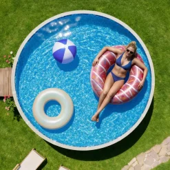 VEVOR 15ft Pool Liner, Round Overlap Swimming Pool Liner for 54 in Wall Height, Premium Vinyl, Easy Install with Leak-Proof Patches, Designed for Steel Sided Above-Ground,Outdoor, Boulder Swirl