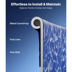 VEVOR 10ft Pool Liner, Round Overlap Swimming Pool Liner for 27.5 in Wall Height, Heavy Gauge Vinyl, Easy Install with Leak-Proof Patches, Designed for Steel Sided Above-Ground,Outdoor, Crystal