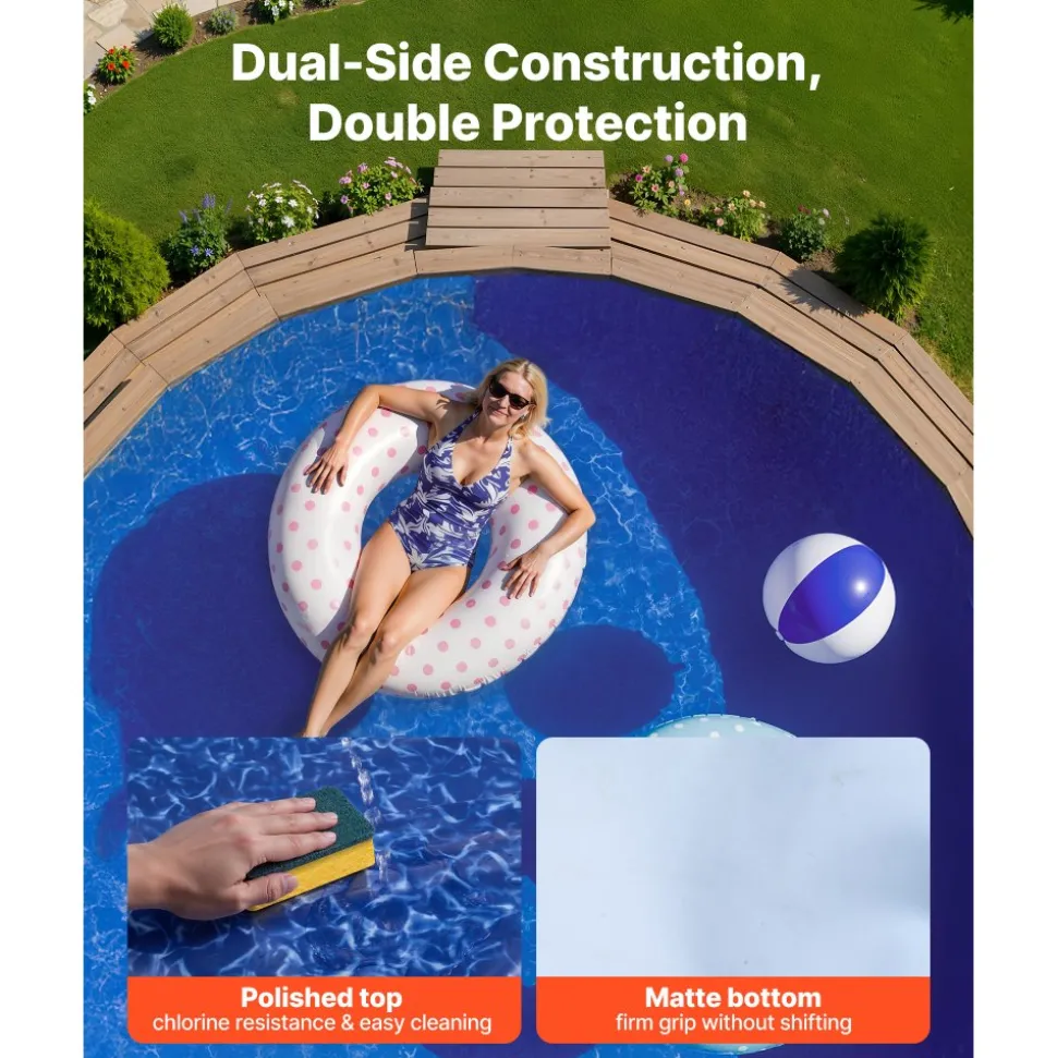 VEVOR 10ft Pool Liner, Round Overlap Swimming Pool Liner for 27.5 in Wall Height, Heavy Gauge Vinyl, Easy Install with Leak-Proof Patches, Designed for Steel Sided Above-Ground,Outdoor, Crystal