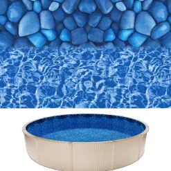 VEVOR 24ft Pool Liner, Round Overlap Swimming Pool Liner for 52 in Wall Height, Premium Vinyl, Easy Install with Leak-Proof Patches, Designed for Steel Sided Above-Ground,Outdoor, Boulder Swirl