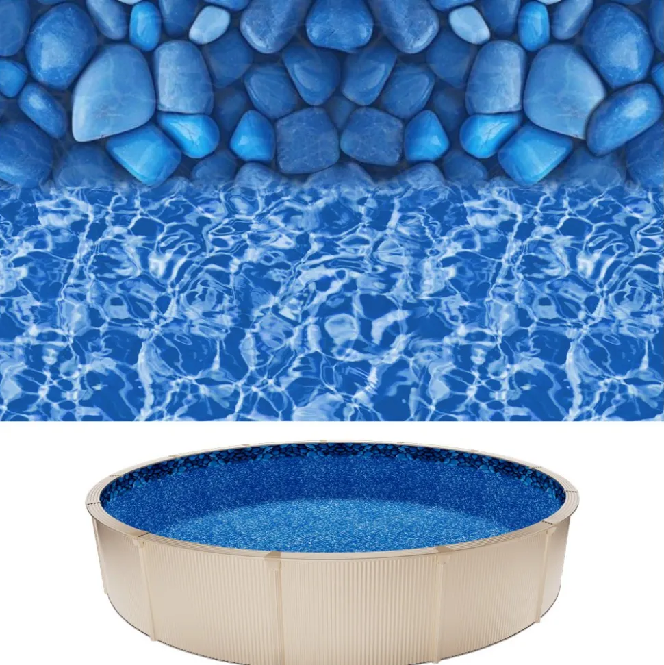 VEVOR 24ft Pool Liner, Round Overlap Swimming Pool Liner for 52 in Wall Height, Premium Vinyl, Easy Install with Leak-Proof Patches, Designed for Steel Sided Above-Ground,Outdoor, Boulder Swirl