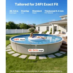 VEVOR 24ft Pool Liner, Round Overlap Swimming Pool Liner for 52 in Wall Height, Premium Vinyl, Easy Install with Leak-Proof Patches, Designed for Steel Sided Above-Ground,Outdoor, Boulder Swirl