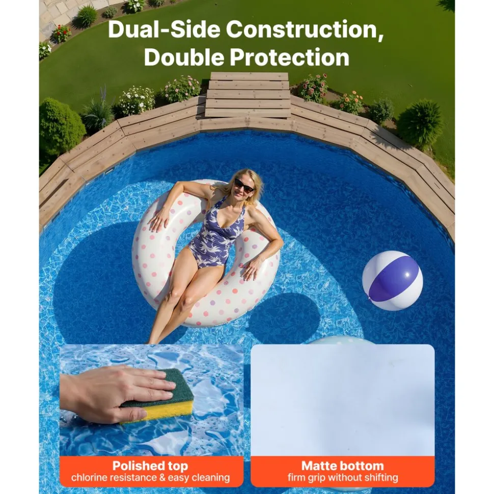 VEVOR 24ft Pool Liner, Round Overlap Swimming Pool Liner for 52 in Wall Height, Premium Vinyl, Easy Install with Leak-Proof Patches, Designed for Steel Sided Above-Ground,Outdoor, Boulder Swirl