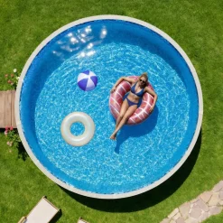 VEVOR 24ft Pool Liner, Round Overlap Swimming Pool Liner for 52 in Wall Height, Premium Vinyl, Easy Install with Leak-Proof Patches, Designed for Steel Sided Above-Ground,Outdoor, Boulder Swirl
