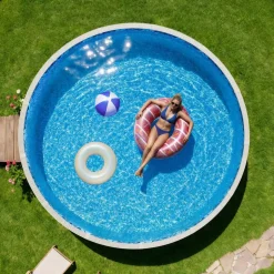 VEVOR 27ft Pool Liner, Round UniBead Swimming Pool Liner for 52 in Wall Height, Premium Vinyl, Easy Install with Leak-Proof Patches, Designed for Steel Sided Above-Ground,Outdoor, Boulder Swirl